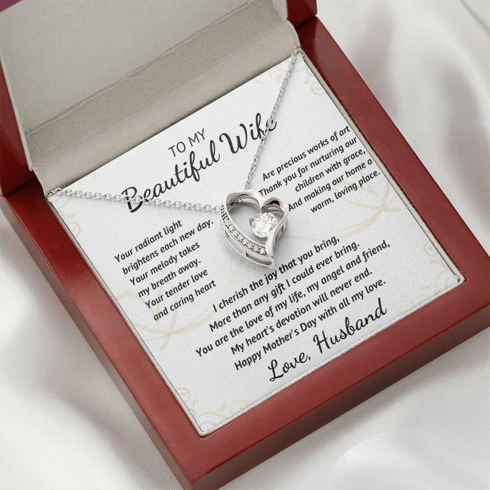 To My Beautiful Wife - Your Radiant Light - Heart Necklace