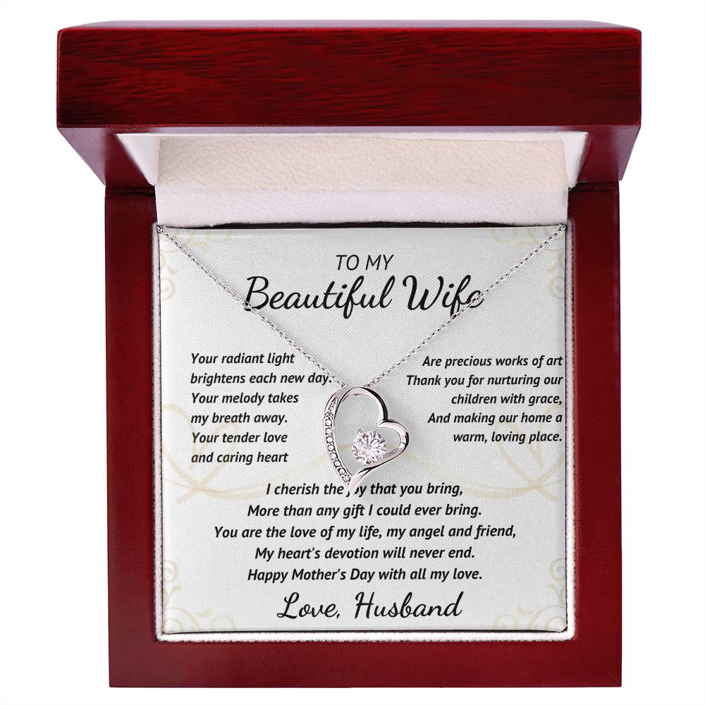 To My Beautiful Wife - Your Radiant Light - Heart Necklace