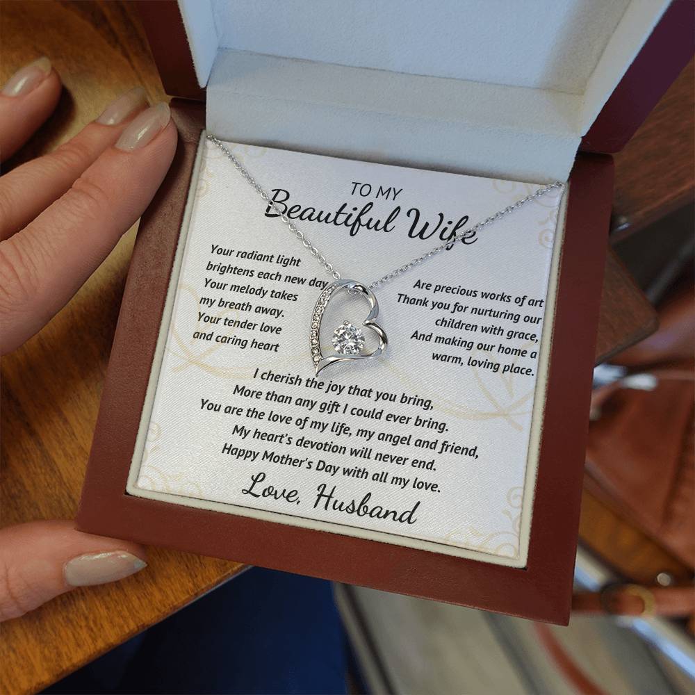 To My Beautiful Wife - Your Radiant Light - Heart Necklace