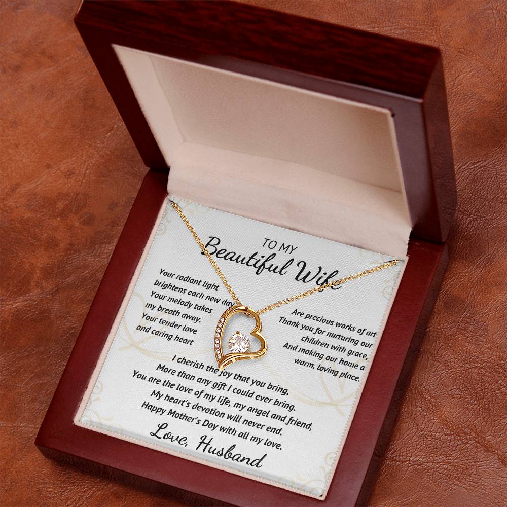 To My Beautiful Wife - Your Radiant Light - Heart Necklace