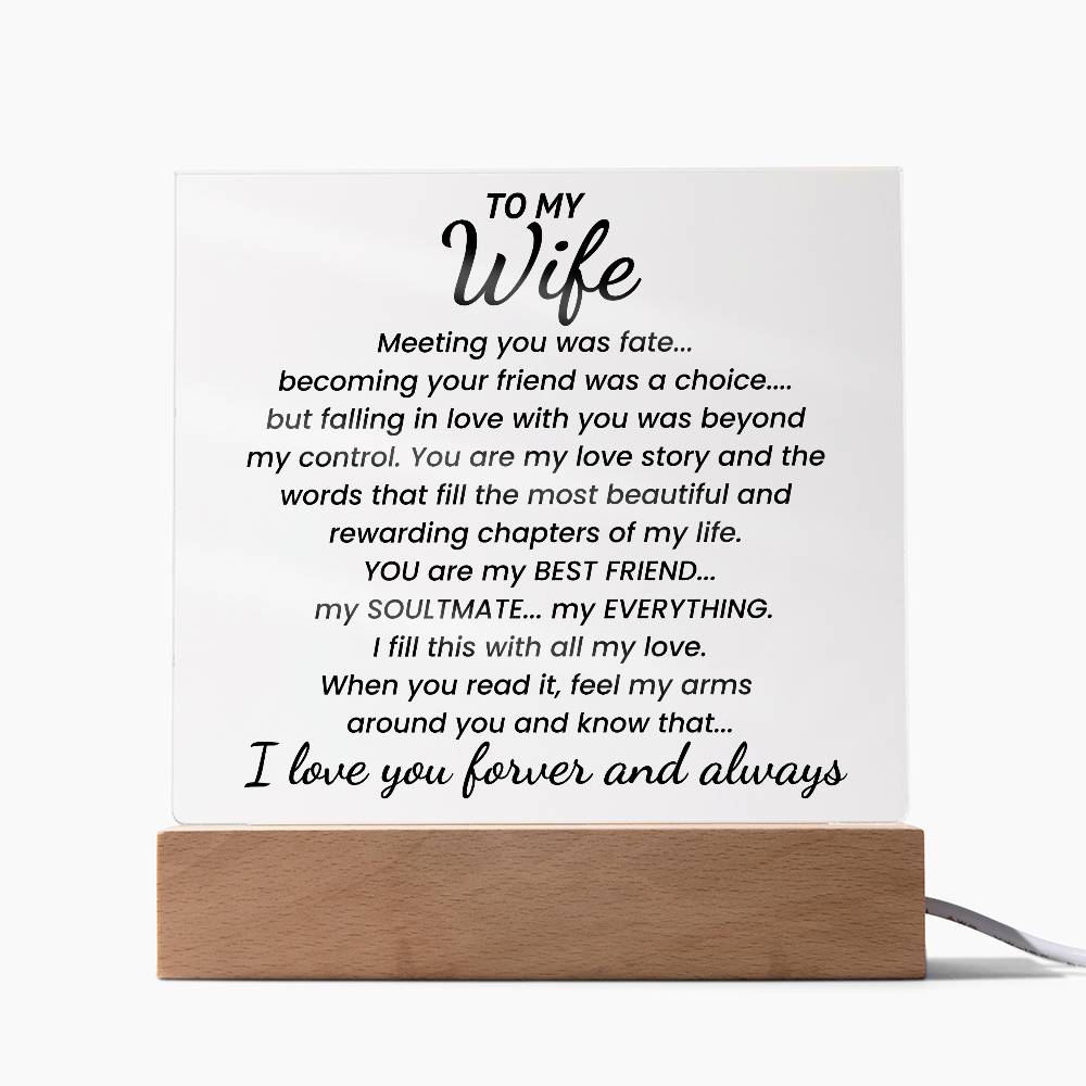 To My Wife - Meeting you was fate... Acrylic Plaque With Lighted Base