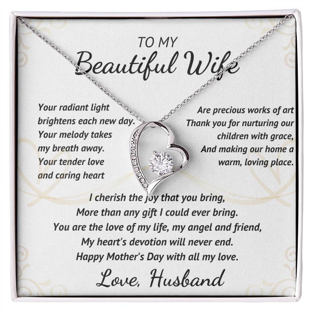 To My Beautiful Wife - Your Radiant Light - Heart Necklace