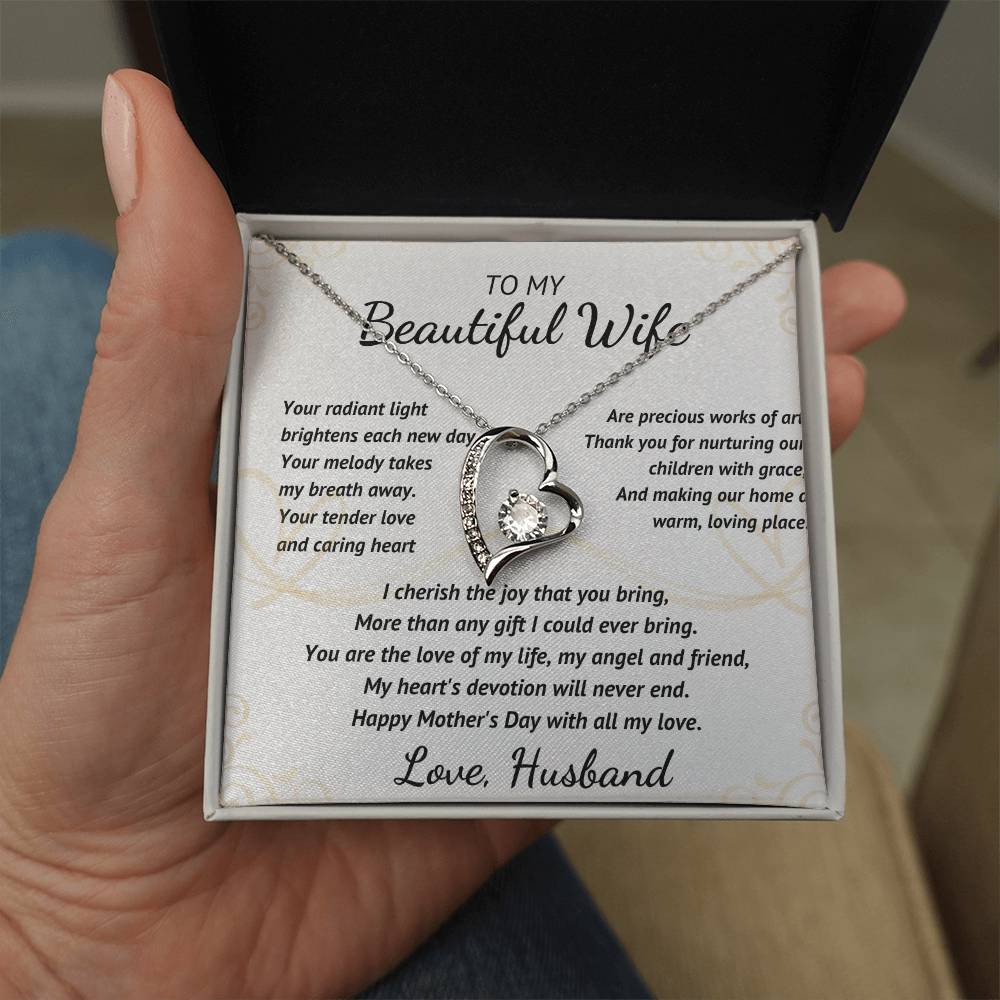 To My Beautiful Wife - Your Radiant Light - Heart Necklace
