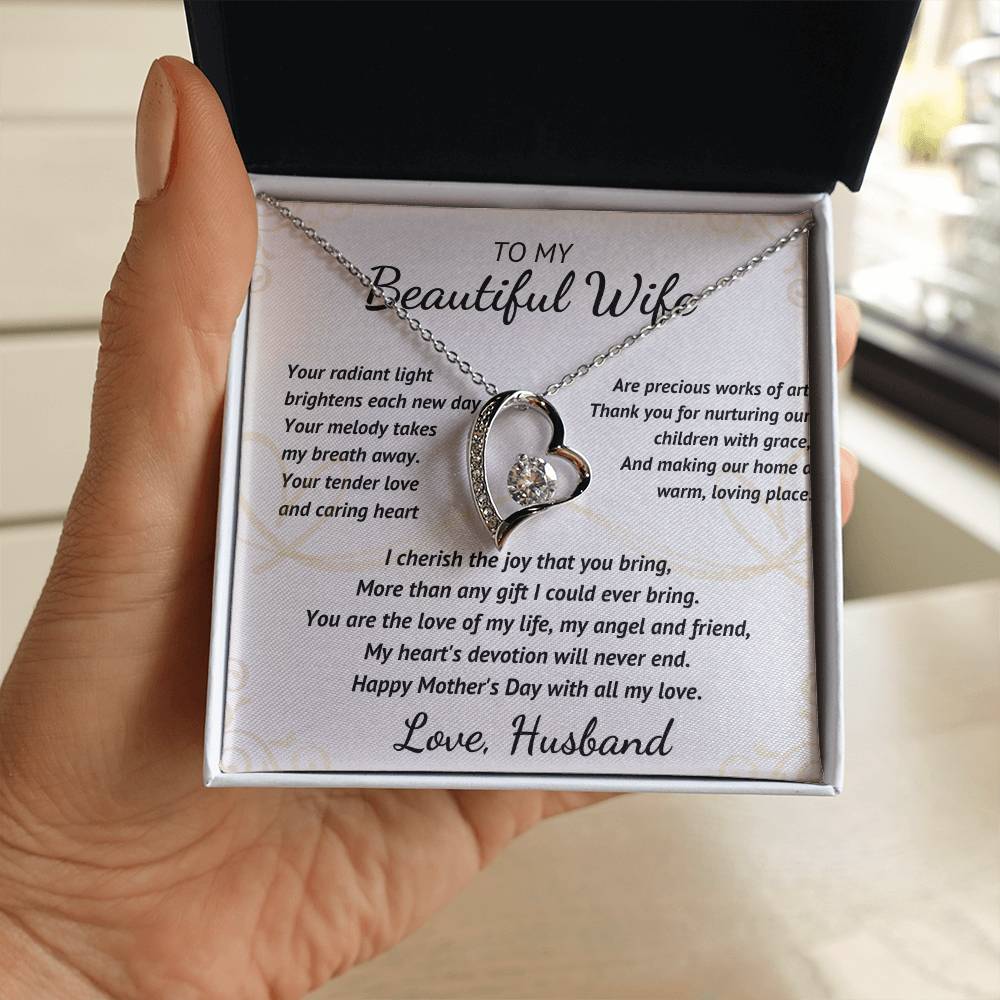 To My Beautiful Wife - Your Radiant Light - Heart Necklace