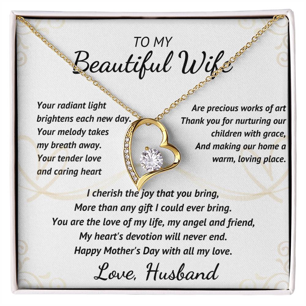 To My Beautiful Wife - Your Radiant Light - Heart Necklace
