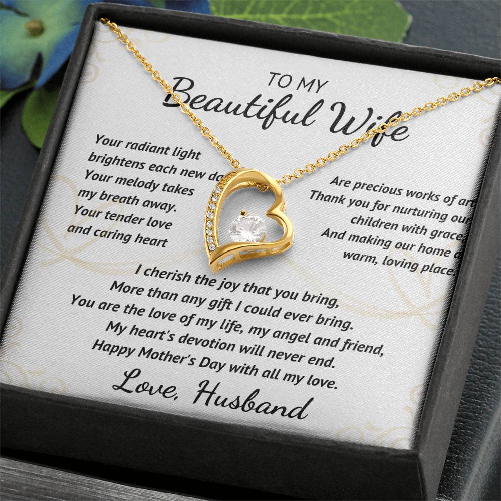 To My Beautiful Wife - Your Radiant Light - Heart Necklace