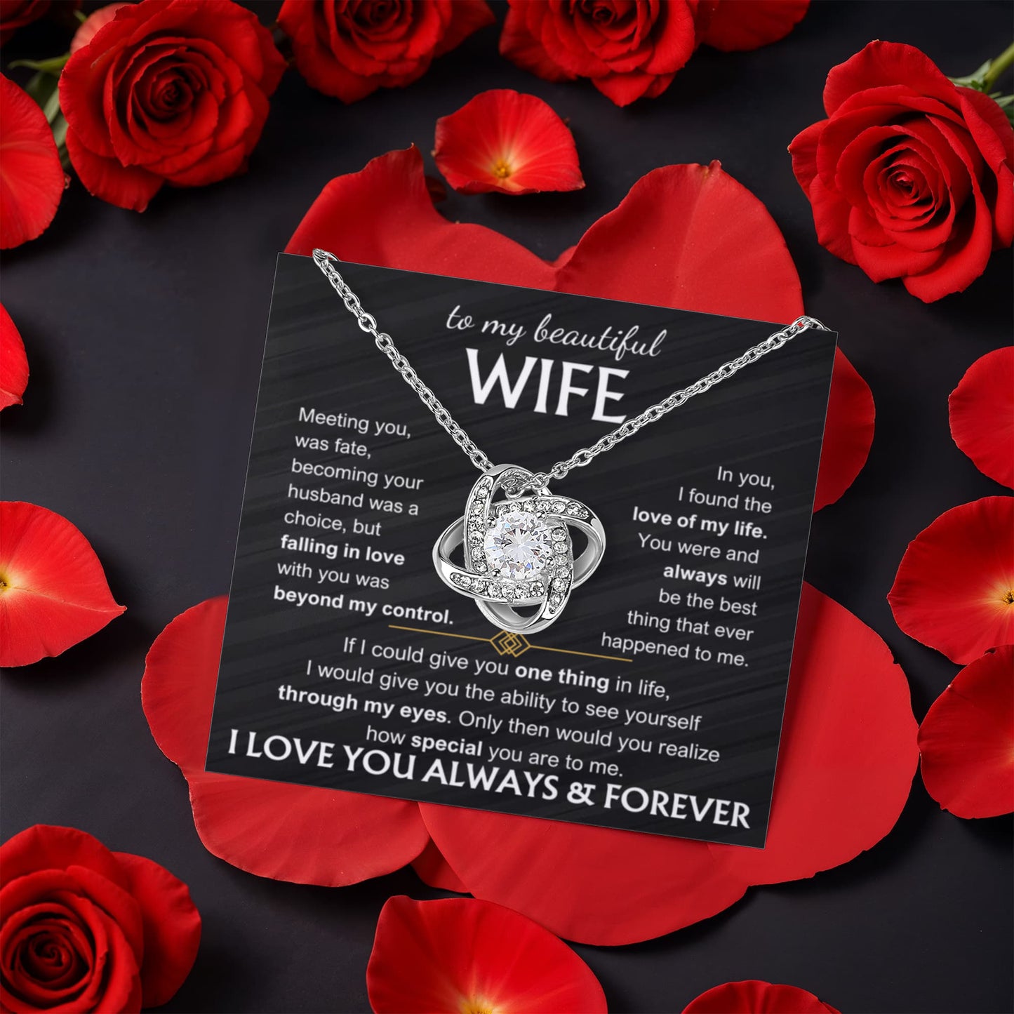 To My Wife - Love Knot with Rotating Rose Gift Box