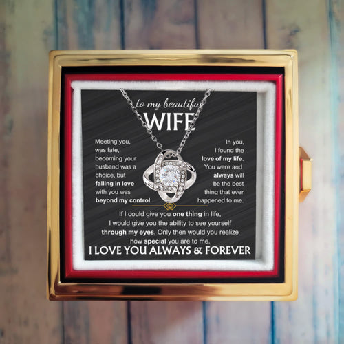 To My Wife - Love Knot with Rotating Rose Gift Box