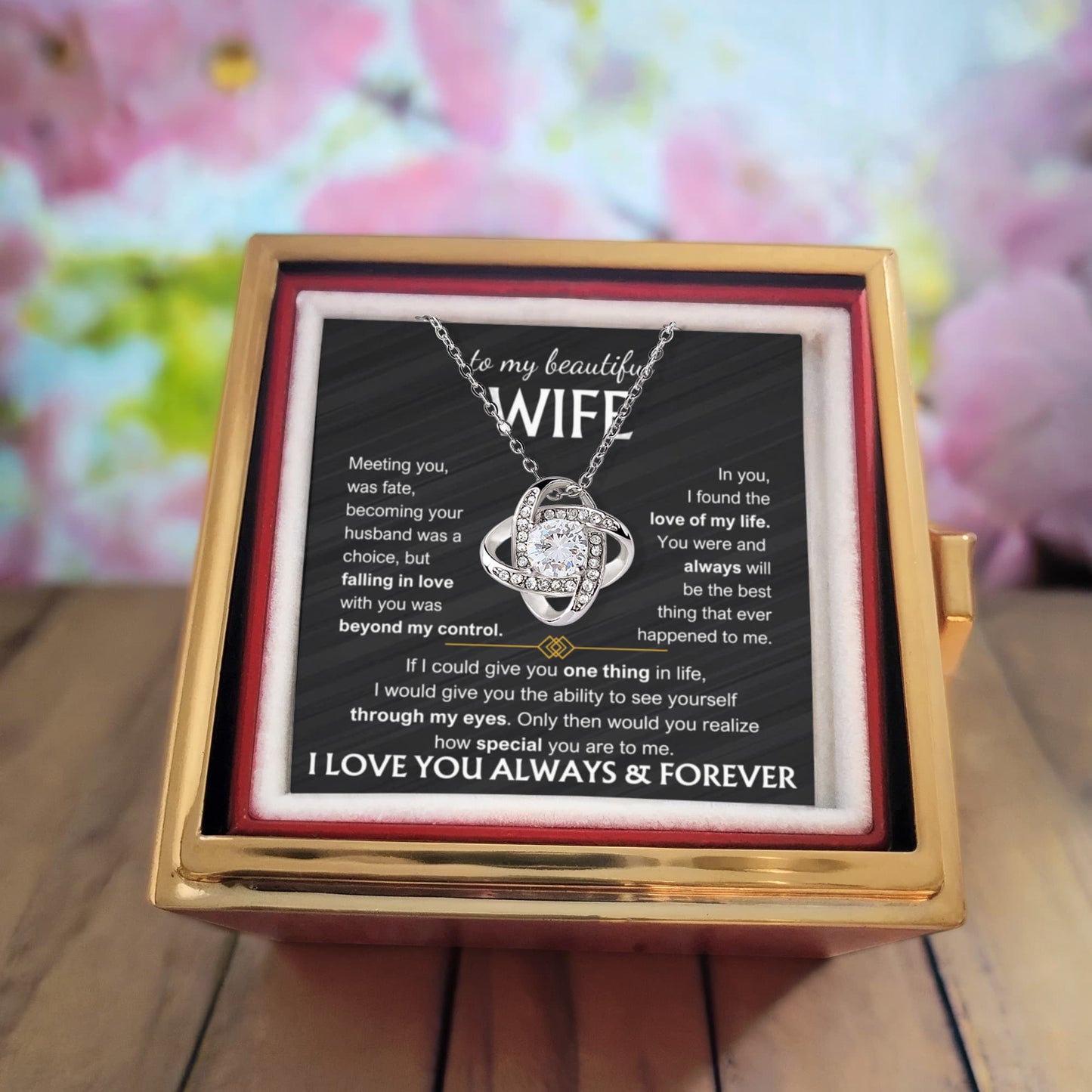To My Wife - Love Knot with Rotating Rose Gift Box