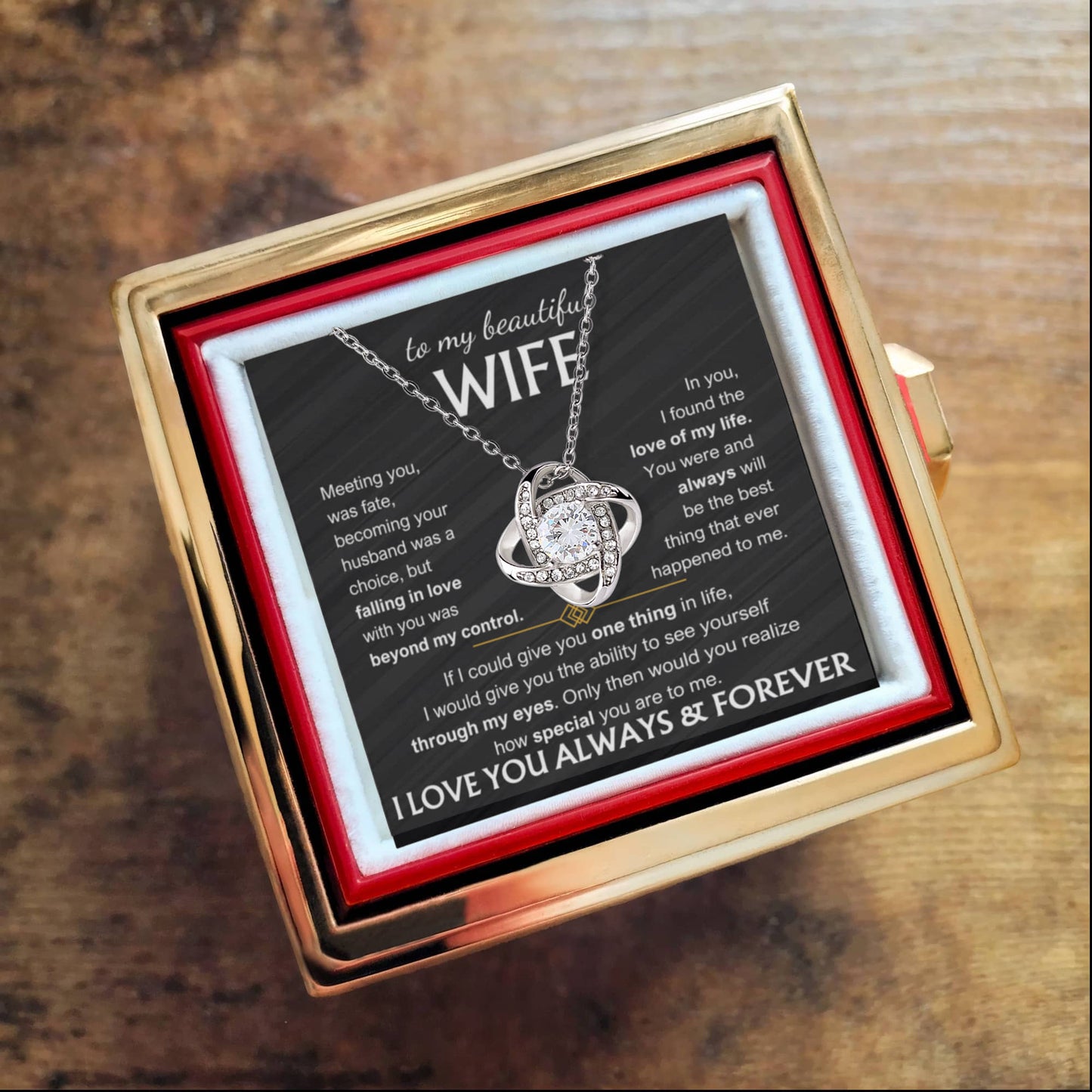 To My Wife - Love Knot with Rotating Rose Gift Box