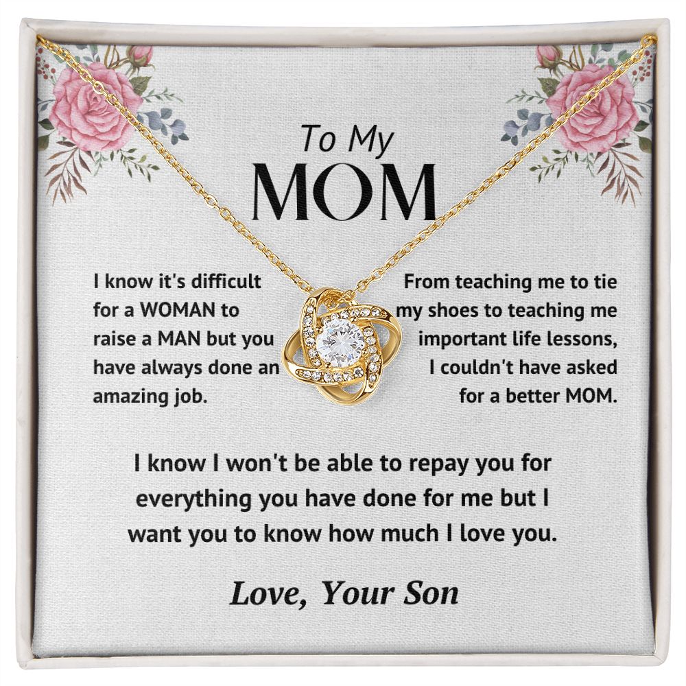 Mom - Loved Mother - Knot Necklace