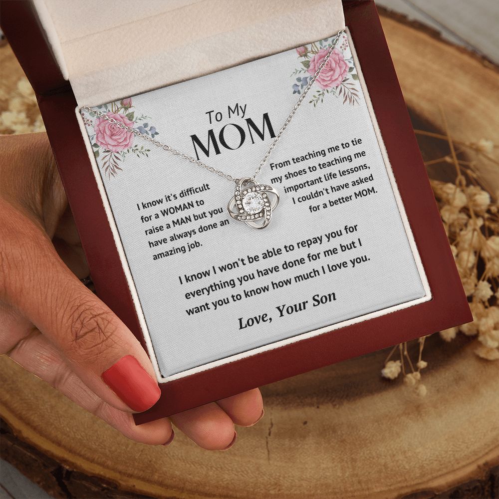 Mom - Loved Mother - Knot Necklace