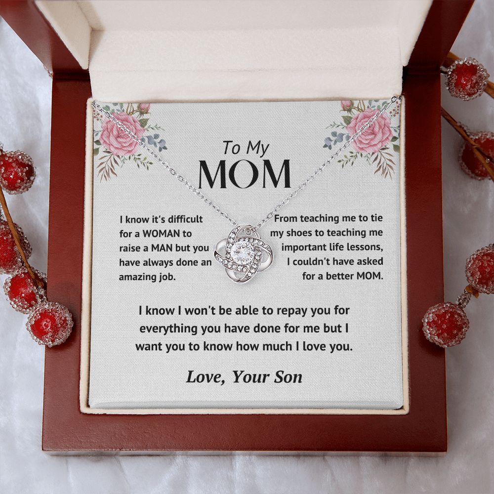 Mom - Loved Mother - Knot Necklace