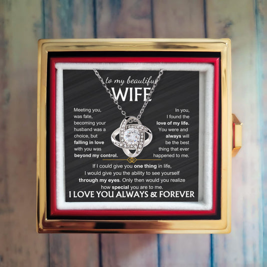 To My Wife - Love Knot with Rotating Rose Gift Box